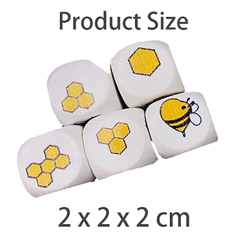 10pcs Dice Wooden Toys Animal Geometric Shape Cube Blocks Games Montessori Early Educational Math Toys For Children Cartoon Bee