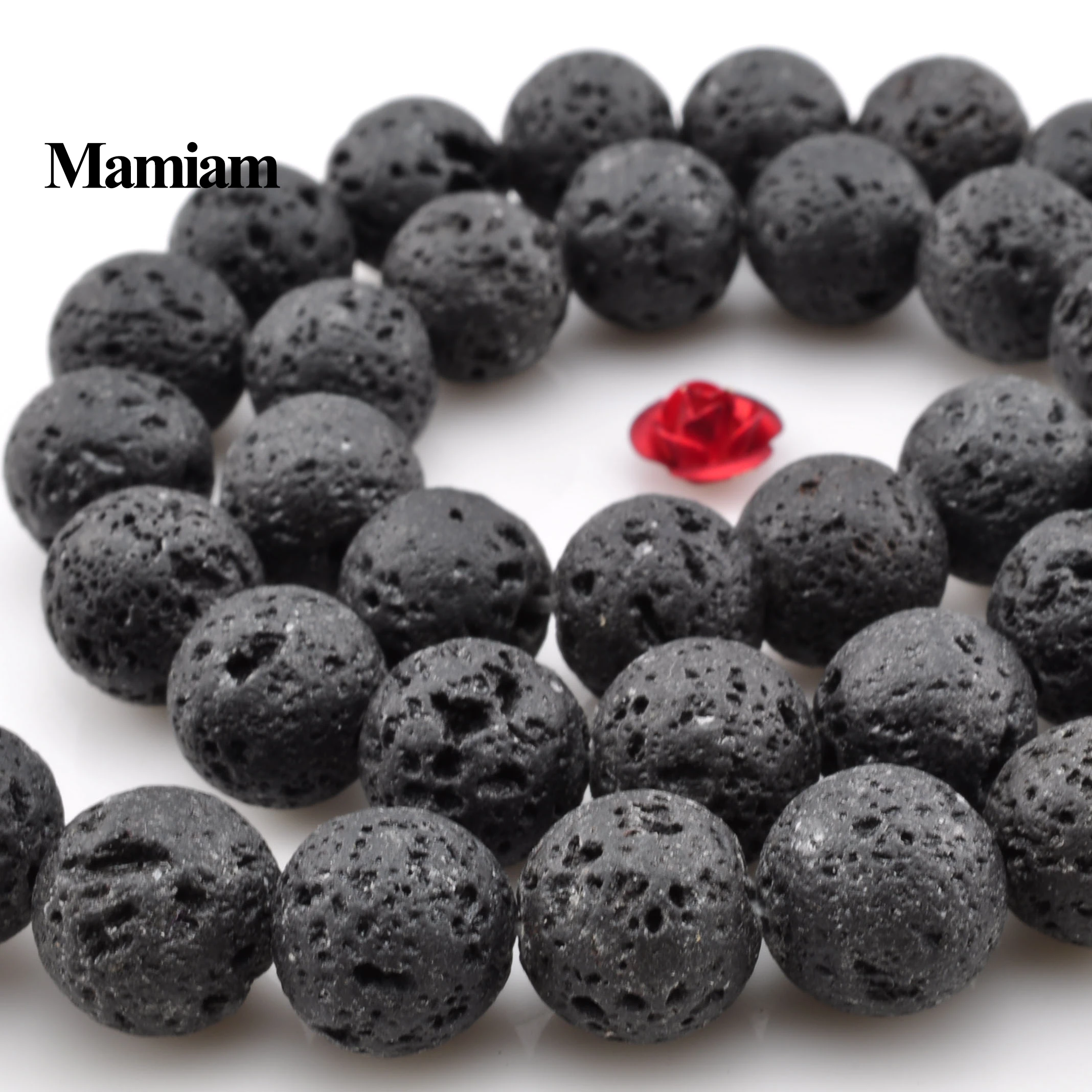 Mamiam Natural Volcanic Black Lava Beads 6-12mm Round Smooth Stone Diy Bracelet Necklace  Jewelry Making Accessories Gift Design