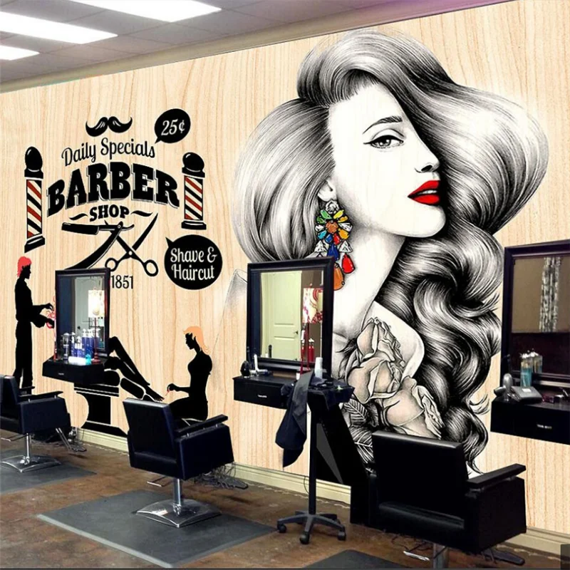 

beibehang Customized large mural 3d wallpaper beauty salon background wall barber shop tooling background wallpaper