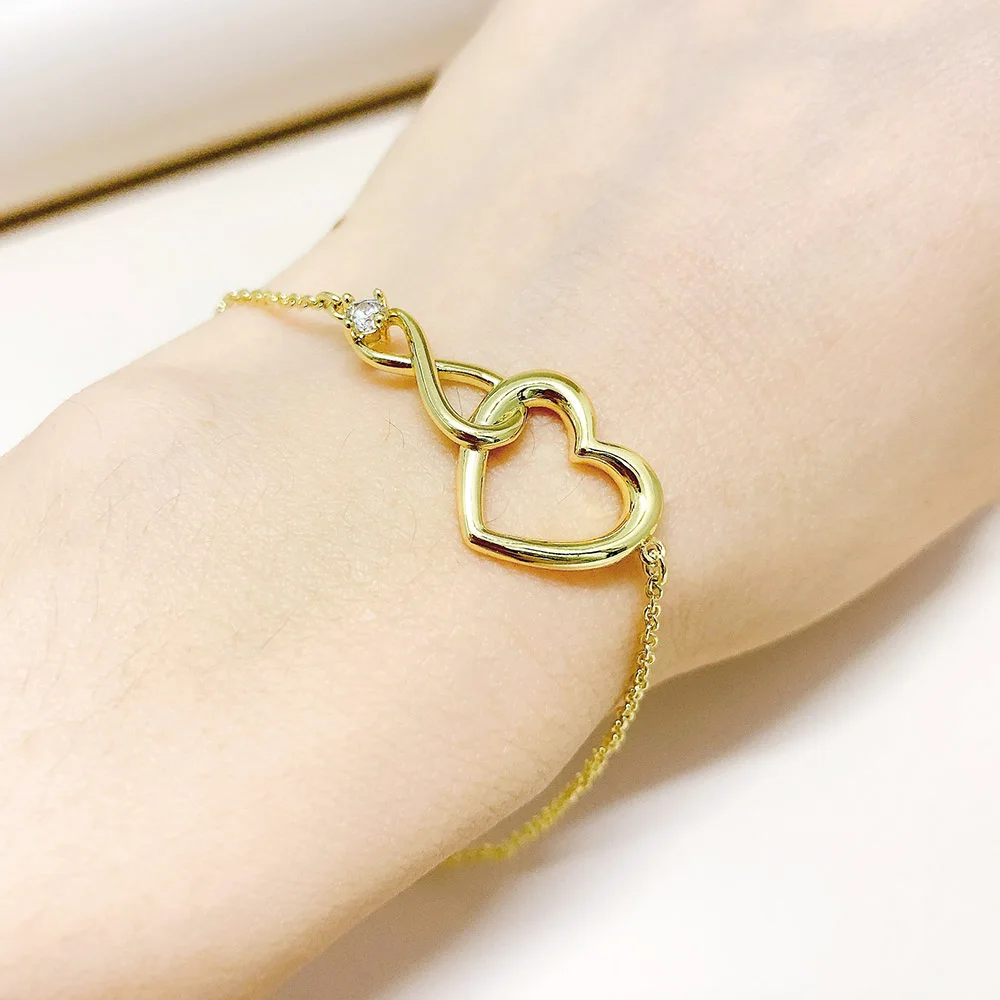 Cute Heart Charms Bracelets Bangles For Women Korean Style Crystal Rose Gold Color Friendship Bracelets Girls\' Gift Jewelry H058