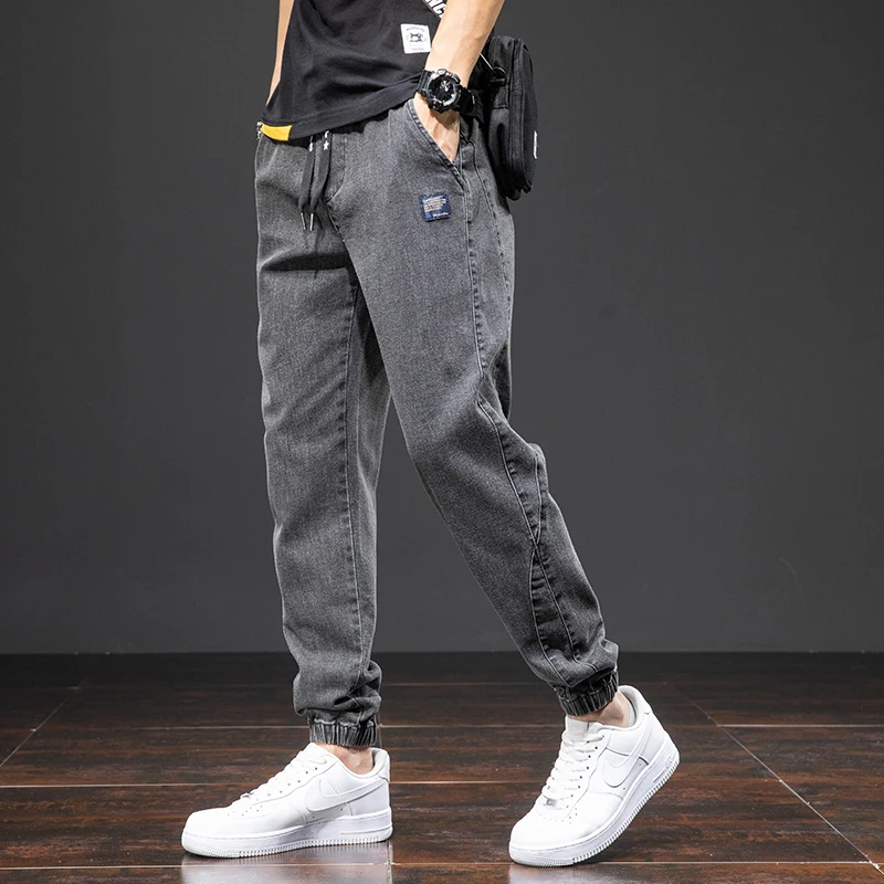 Lente Zomer Zwart Blauw Cargo Jeans Mannen Streetwear Denim Jogger Broek Mannen Baggy Harem Jean Broek Plus Size