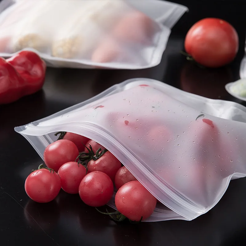 Silicone Food Storage Bag Freezer Reusable Food Bags Stand Up Zip Shut Bag Food Fresh Bag Ziplock Bag Kitchen Storage Containers