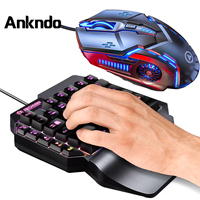 ANKNDO Laptop Tablet Mobile Phone Game Keyboard Mouse RGB LED Backlight Mini Gaming Keypad 39 keys Single Handed Keyboards