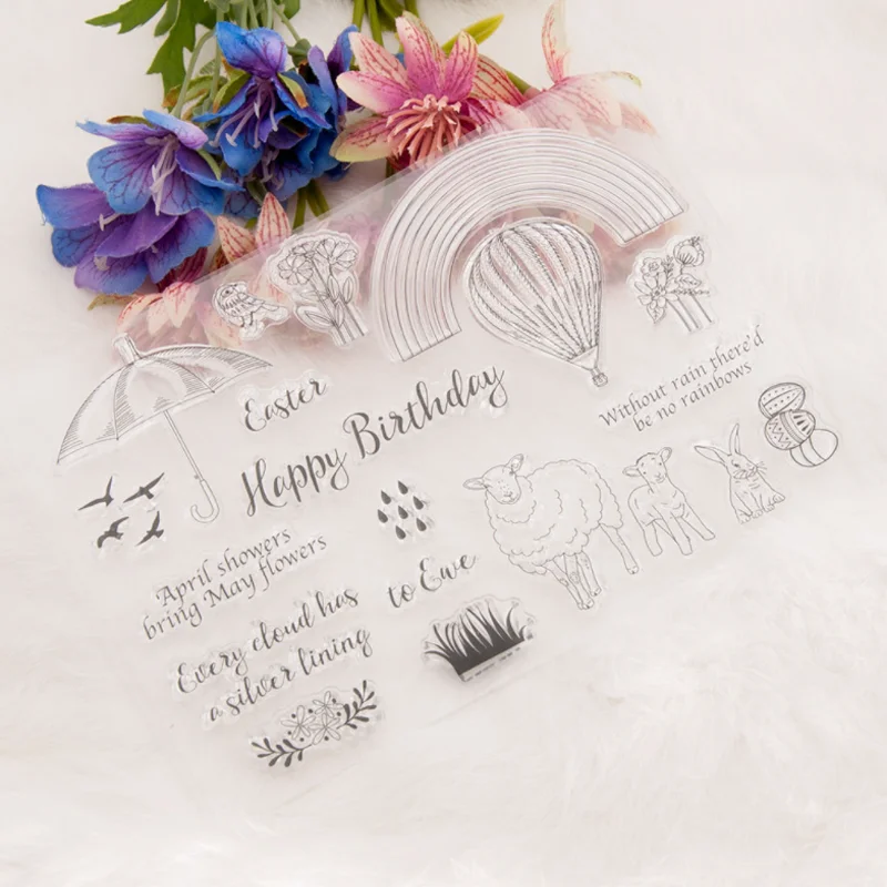 1Pc อีสเตอร์แกะโปร่งใสซิลิโคนแสตมป์ DIY Scrapbooking ยางสี Embossed ไดอารี่ Decor แม่แบบ Reusable 11*15.5ซม.