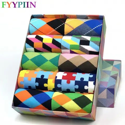 Men's Color Puzzle Socks FYYPIIN