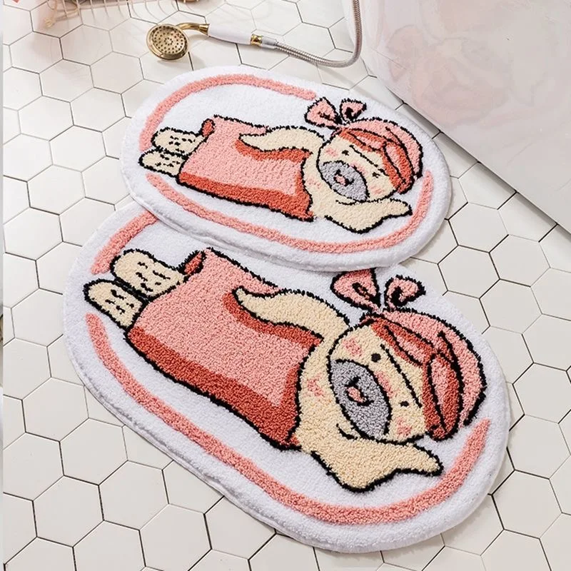 

Bathroom Door Entrance Mat, Cute Mermaid Bath Rug, Non-Slip, Absorbent, Cartoon