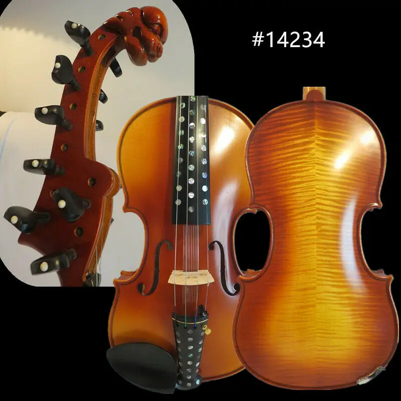 

Hand made flames 4*10 strings carving scroll Violin 4/4 rich sweet sound #14234