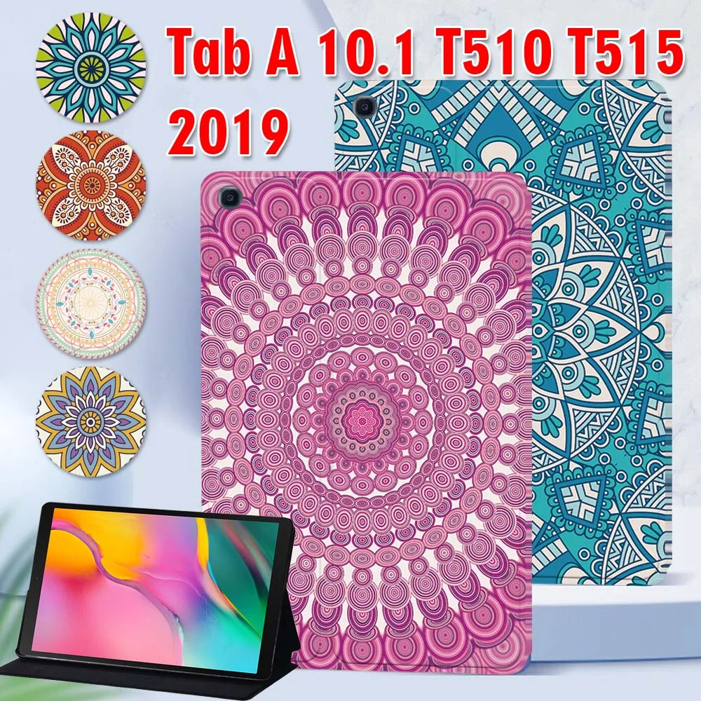 Tablet Case for Samsung Galaxy Tab A 10.1 Inch 2019 T510/T515 Mandala Pattern Case PU Leather Tablet Stand Folio Cover