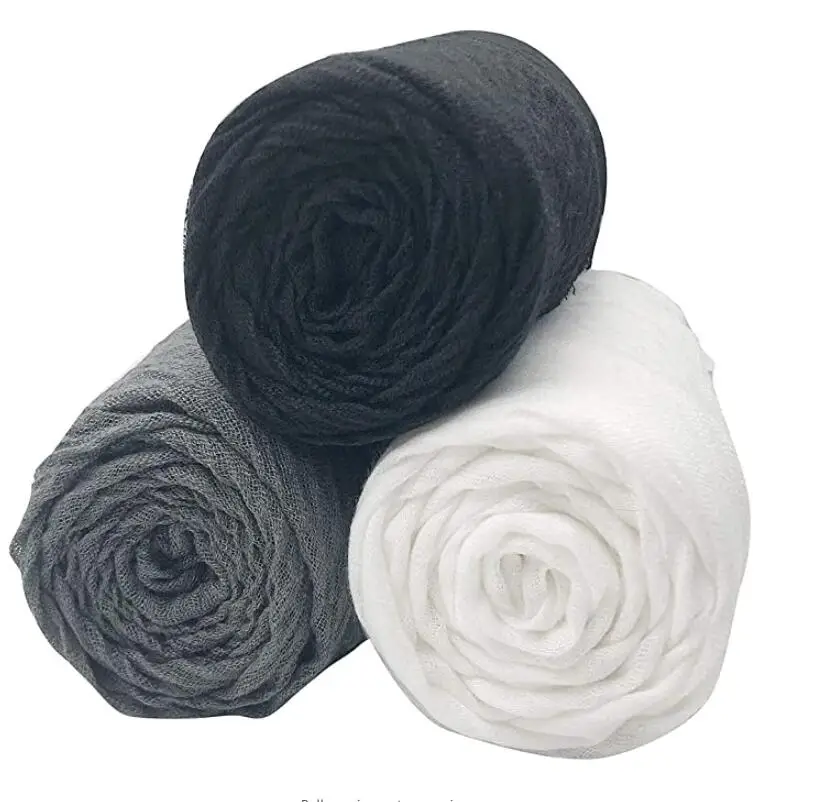 3 PCS Women Soft Scarf Shawl Long Scarf, Scarf and Wrap, Big Head Scarf (Black, White Dark, Gray)