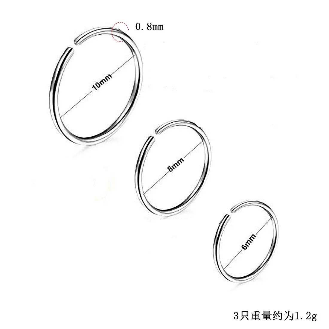 9pcs/set Stainless Steel Black Gold Silver Color Tiny Nostril Segment Nose Rings Hoop Piercings Clip On Helix Rings Body Jewelry