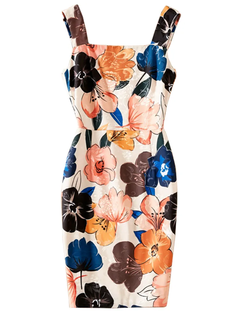 

Flower Print Women Sling Dress Sexy Strapless Sleeveless Dresses