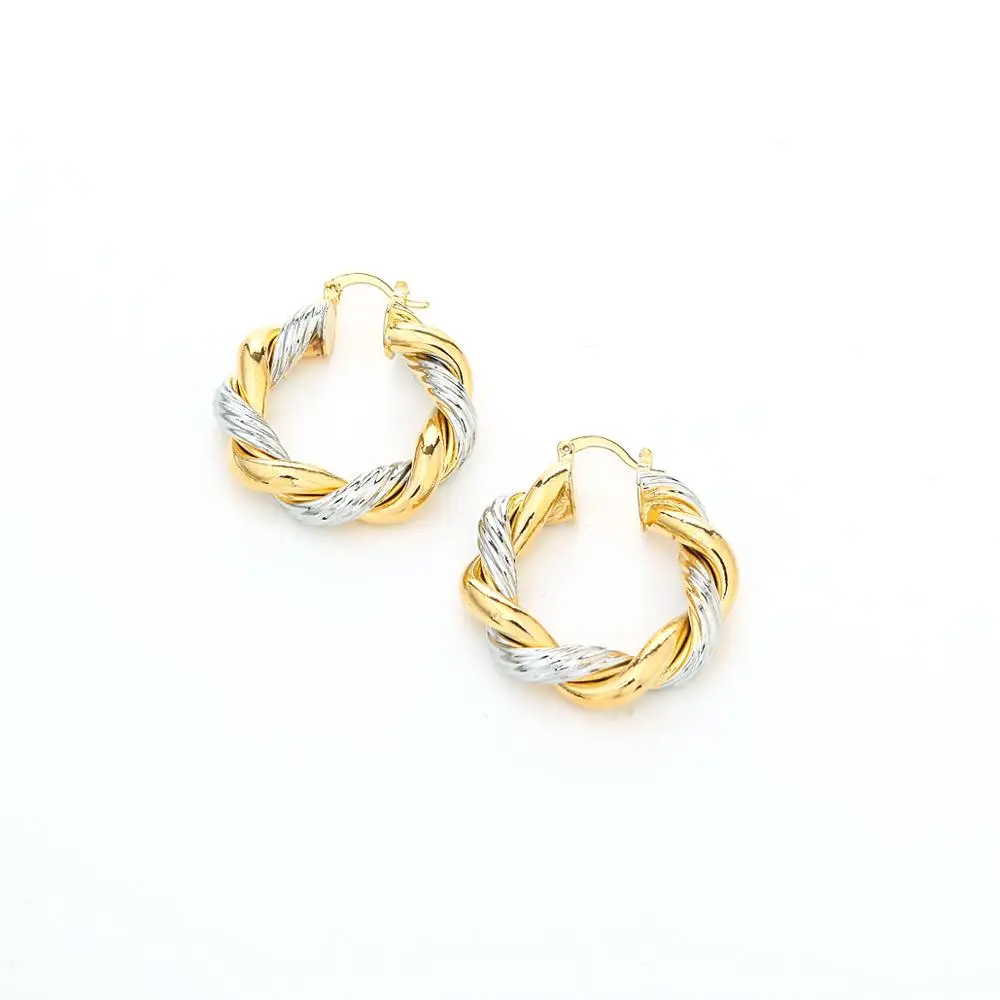 Ethiopian Jewelry  Two Tone Twisted Hoop Earring Jewelry Exquisite Women Earrings
