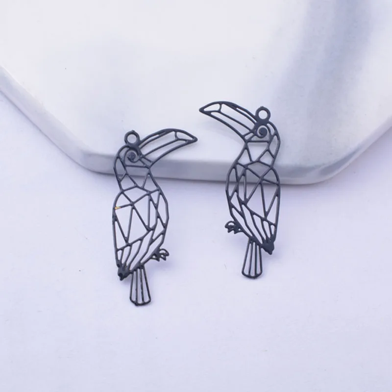 50 Stück AC12434 25*20mm Messing Tieranhänger Papageien-Charms in Silber- und Goldfarbe Kleine Anhänger für DIY-Schmuck und Ohrring-Zubehör – Detail 8