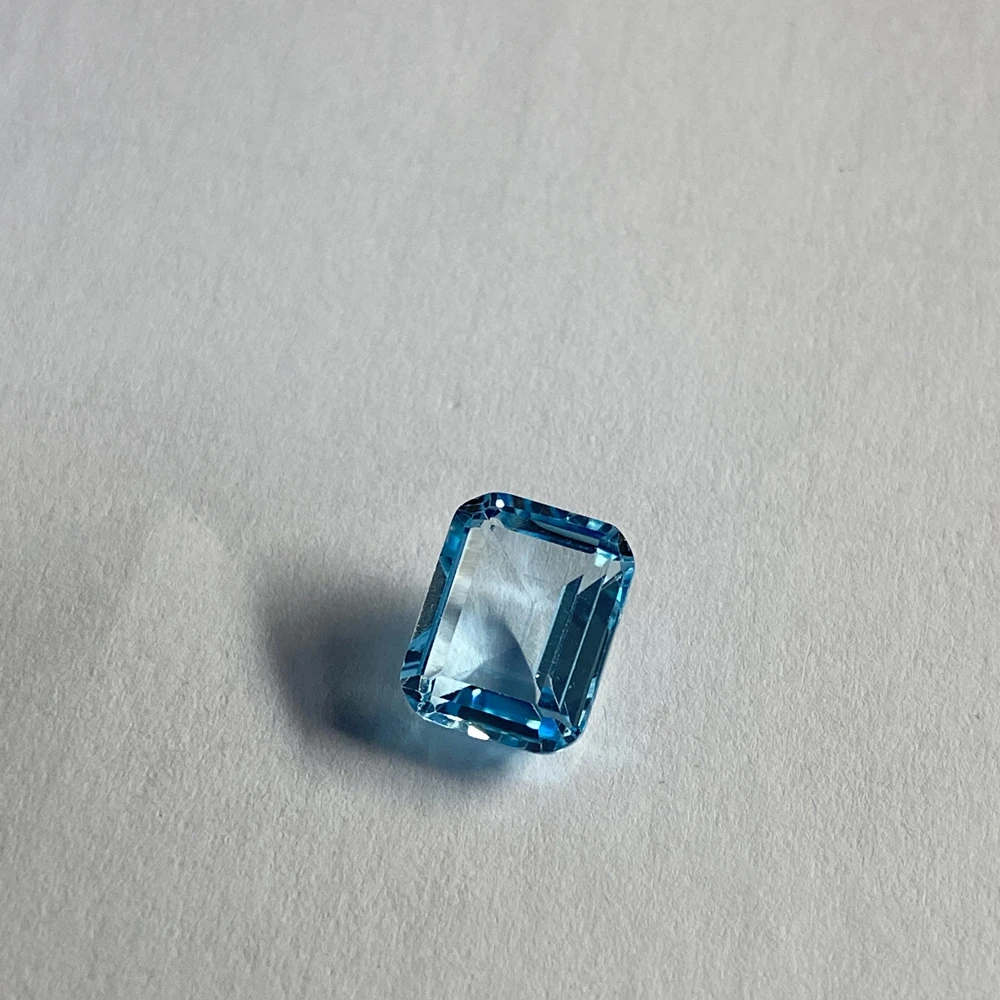 Emerald cut 10×8mm 4.1 carats 100% natural sky blue topaz loose gemstone for  fashion earring Ring making