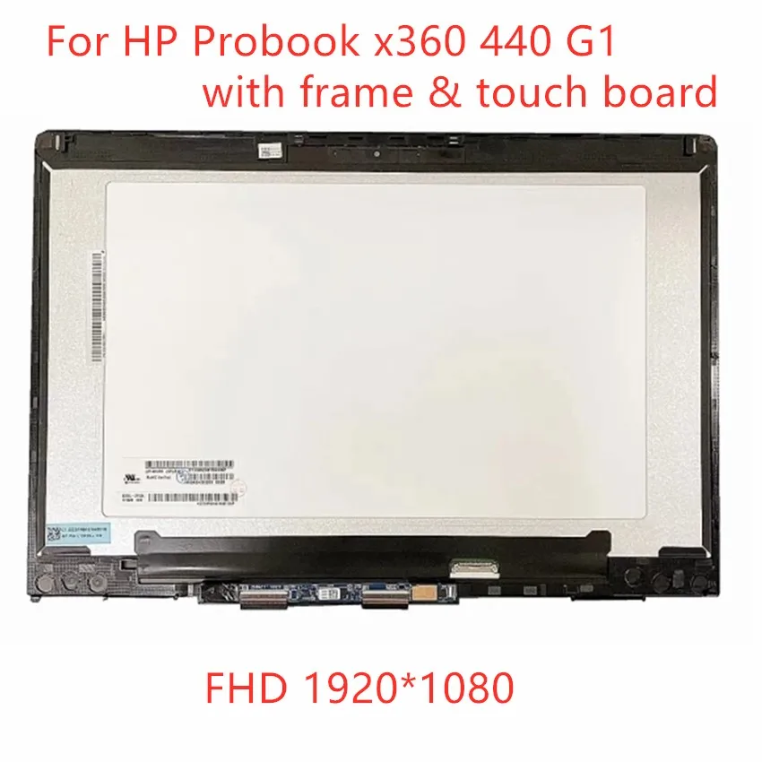 

14.0" Laptop Assembly For HP ProBook x360 440 G1 LCD Touch screen digitizer + LCD Display Panel Replacement With Frame Bezel