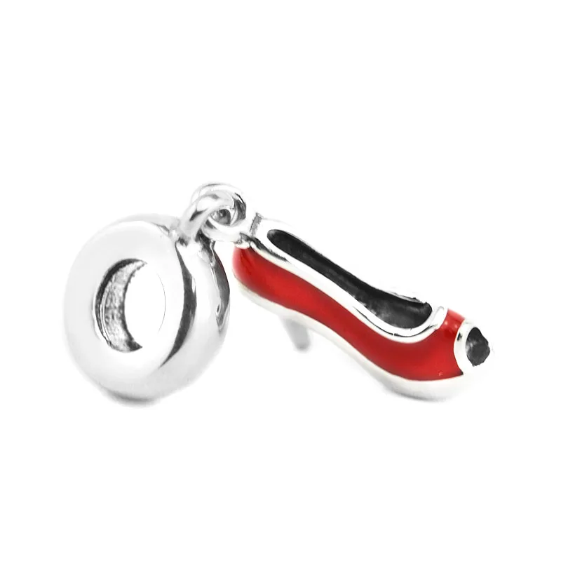 Red Stiletto Dangle Charms For Jewelry Making Fits 925 Silver Original Bracelets For Woman Fashion Jewelry Beads Wholesale