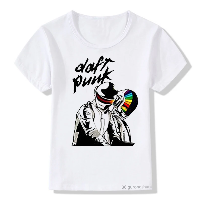 New Hot Sale Boys T-Shirt (Daft Punk) Music Combination Graphic Print Children'S Tshirt Girls T Shirt Summer Boys Girls Clothing