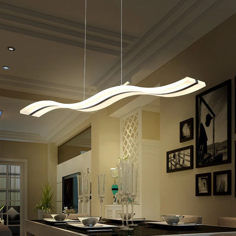 

Modern Creative Wave LED Pendant Lamps 38W Adjustable Hanging Lamp Dining Room Restaurant Living Room Chandelier 110V 220V