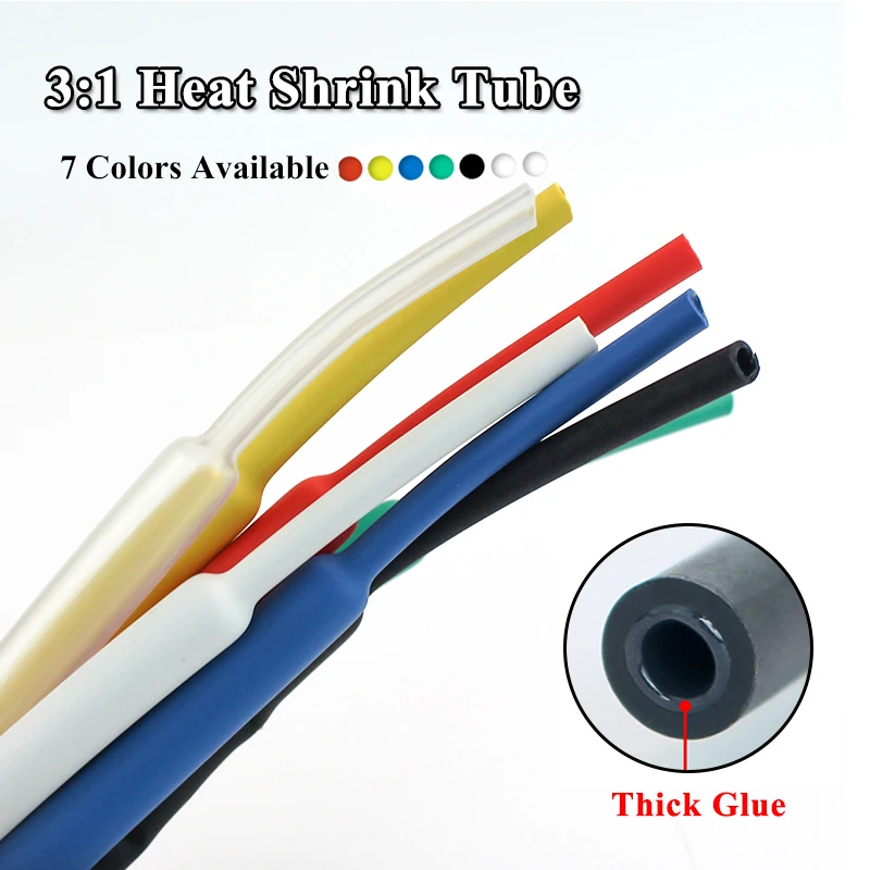 1.6/2.4/3.2/4.8/6.4/7.9/9.5mm Dual Wall Heat Shrink Tube Thick Glue 3:1 Ratio Shrinkable Tubing Adhesive Lined Wrap Wire Kit