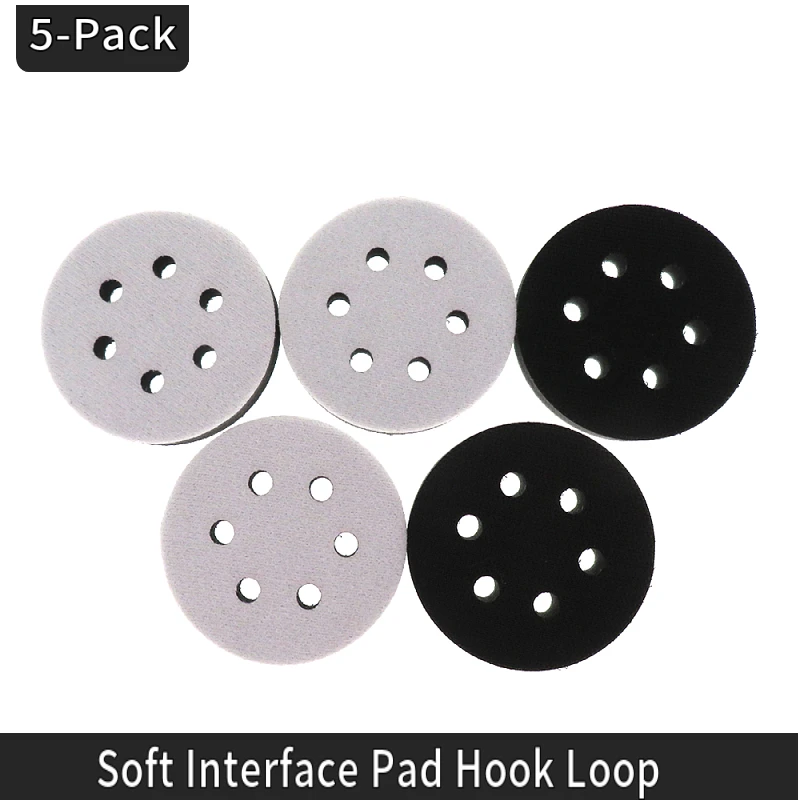 5 Pack 3 Inch 75MM  6 Holes Soft Density Interface Pads Hook and Loop 3