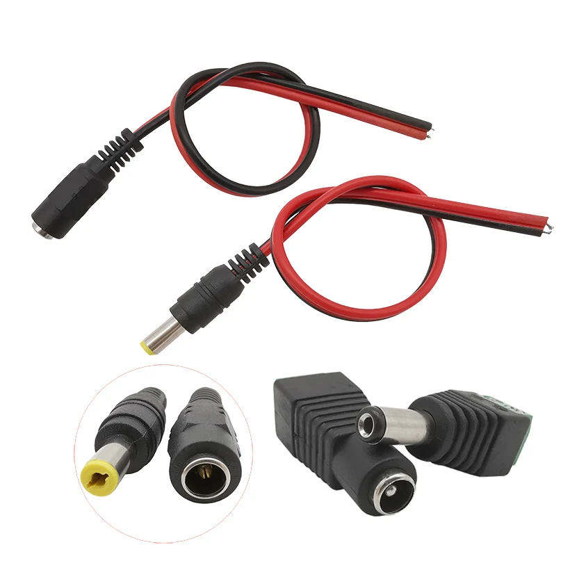 

10Pairs Male Female 5.5mmx2.1mm DC Power Male Female Cable + DC Jack Plug Adapter Cable Plug Connector for CCTV