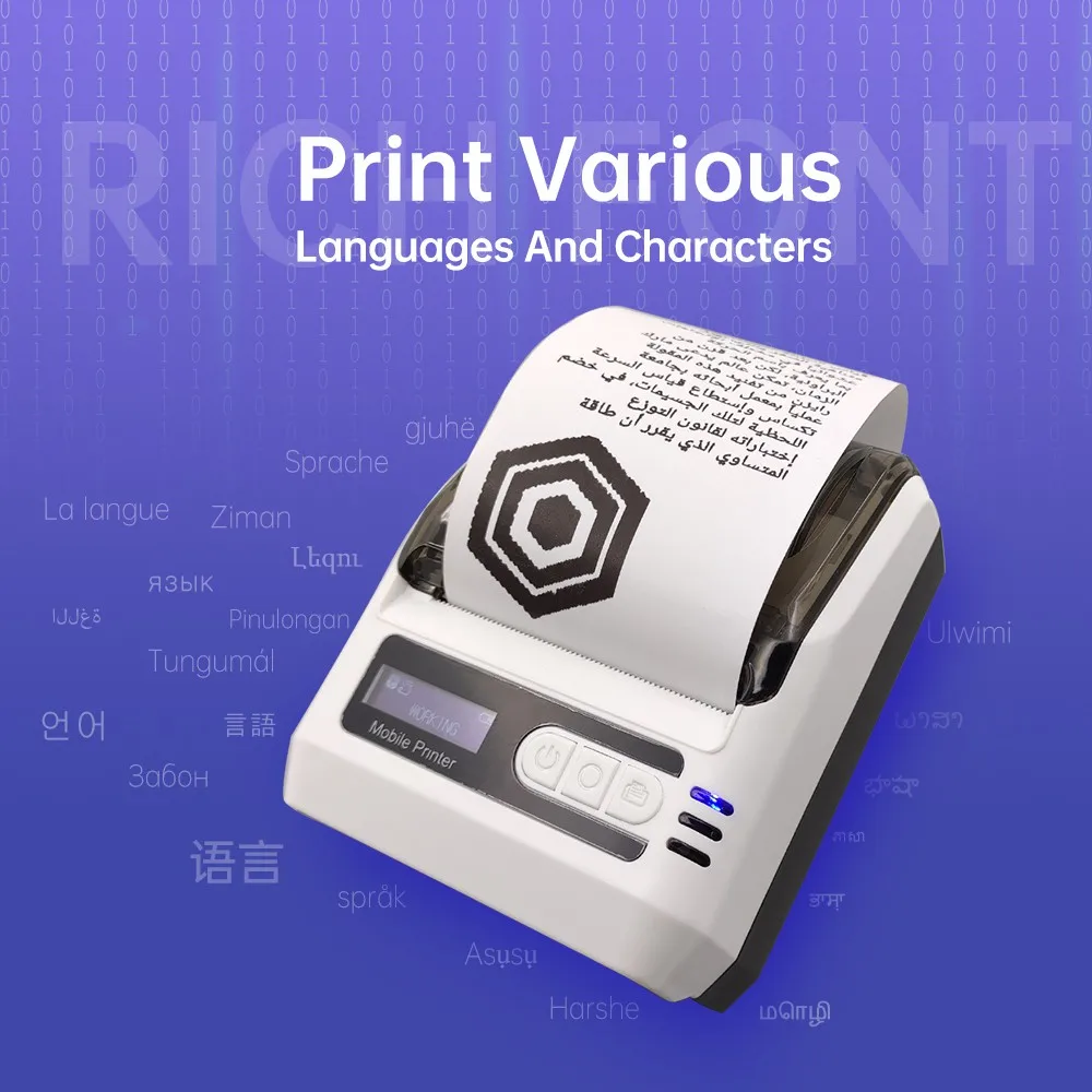 Bluetooth Mini Size Portable 1500mAh Thermal Printer for Receipt Ticket Lable with OLED Display Scroll Fixation