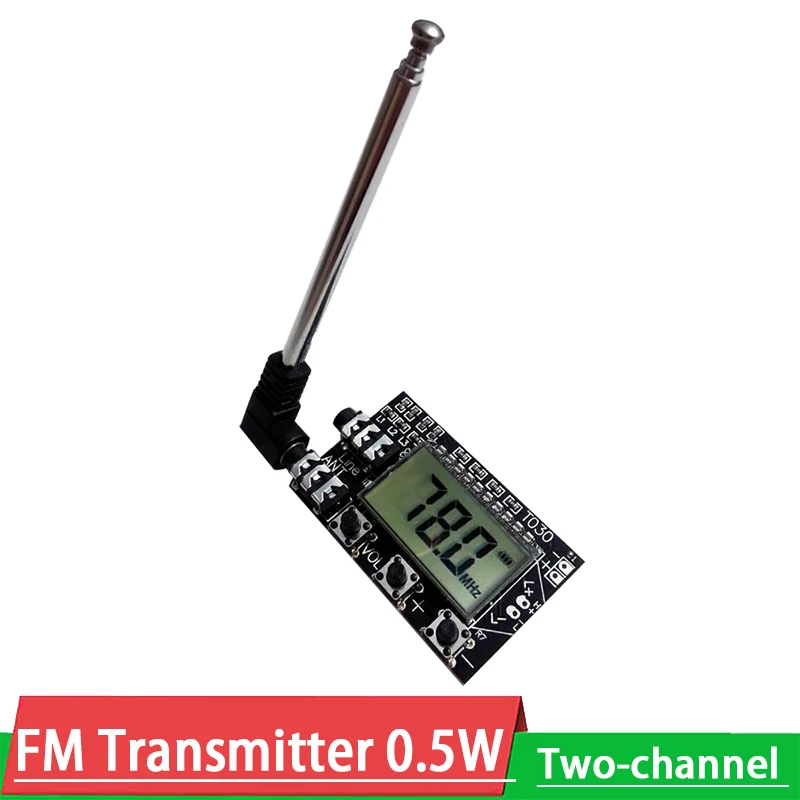 DC 3V-12V Stereo FM transmitter module 76M-108Mhz FM transmitter board wireless audio transmission Digital LCD display antenna