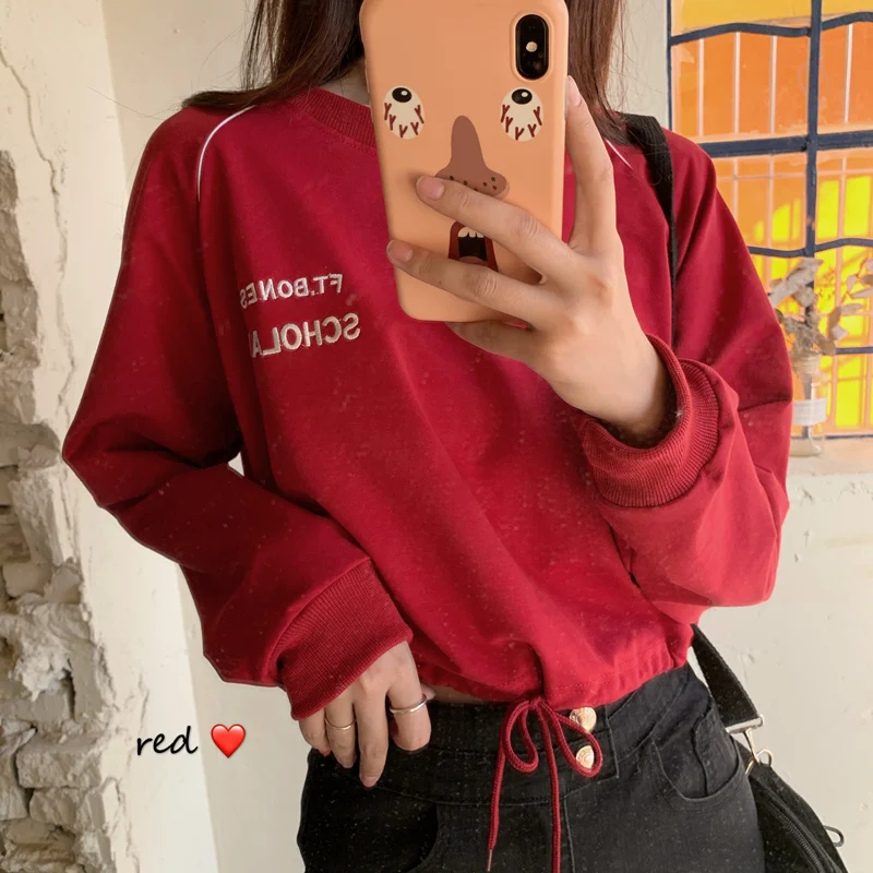 Hoodies Womens Loose Letters Sweatshirts Crop Tops Hoodie Sweatshirt Women Trendy Streetwear Harajuku  Casual Korean Style Chic