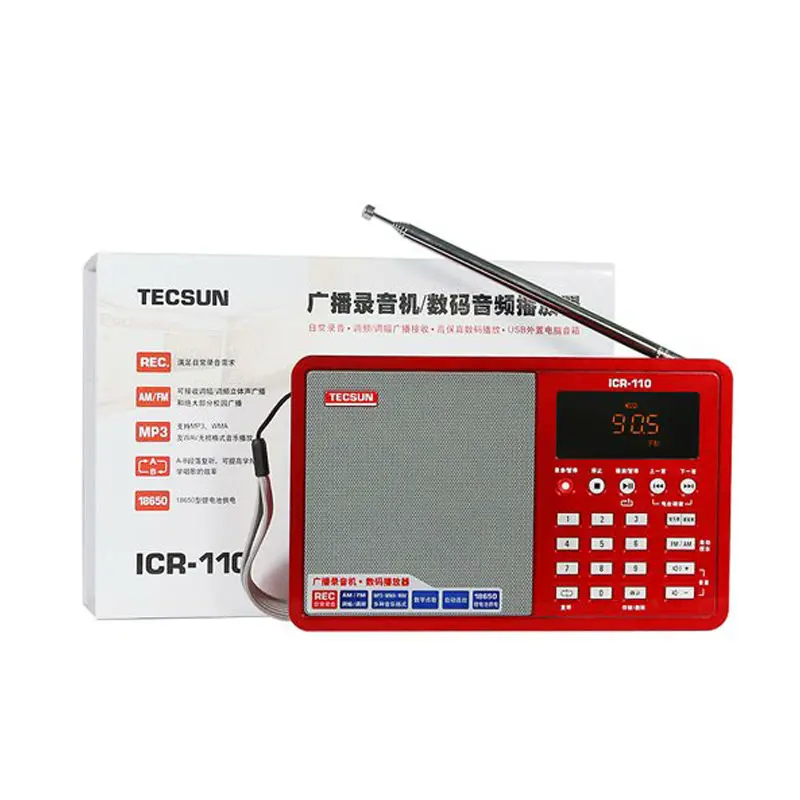 TECSUN ICR-110 FM/AM Radio TF Card lettore MP3 registratore Radio ricevitore Radio portatile