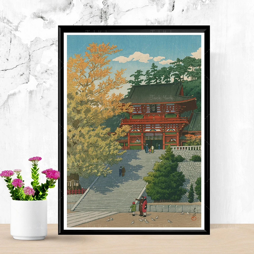 Japanese Temples Posters Japanese Sanctuary Ukiyo-e Prints Japanese Temples Woodblock Prints Japanese Architecture Painting