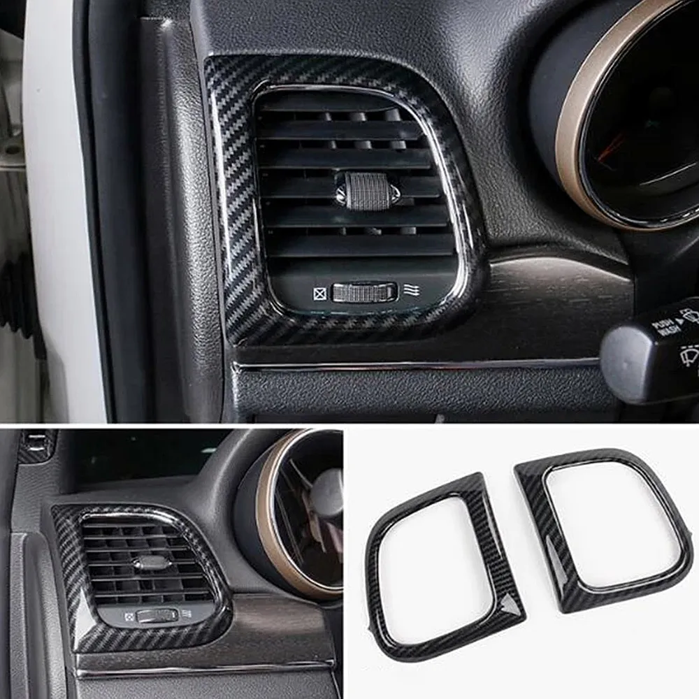 ABS Carbon fiber Car Air Condition Vent Cover Trim Outlet Frame Sticker For Jeep Grand Cherokee WK2 2011-2019 2020 Accessories