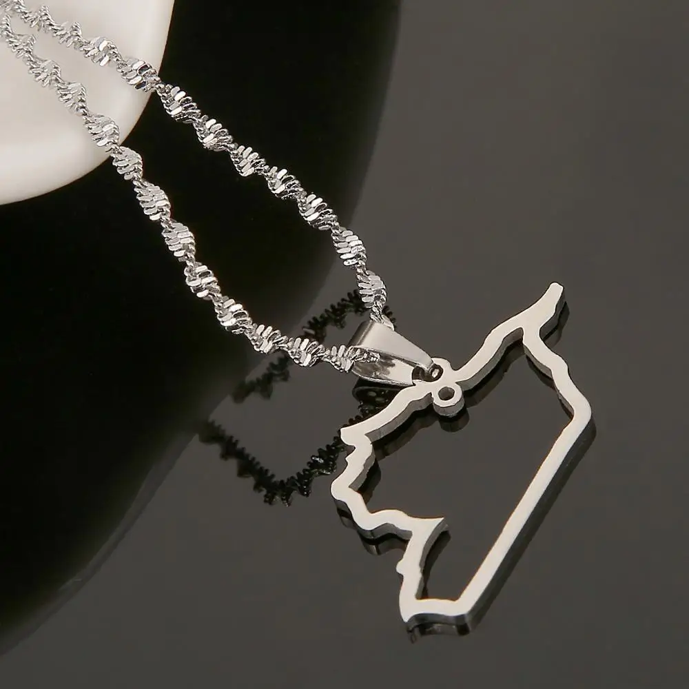 Stainless Steel Silver Color Syria Map Pendant Necklaces Fashon Syrians Map Jewelry