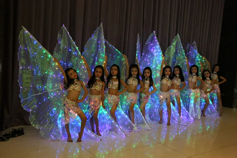 Wings White Rainbow Kids Led Shining Wings Belly Dance  Children Led Isis  Accessories Girls Dance Wings with Stick