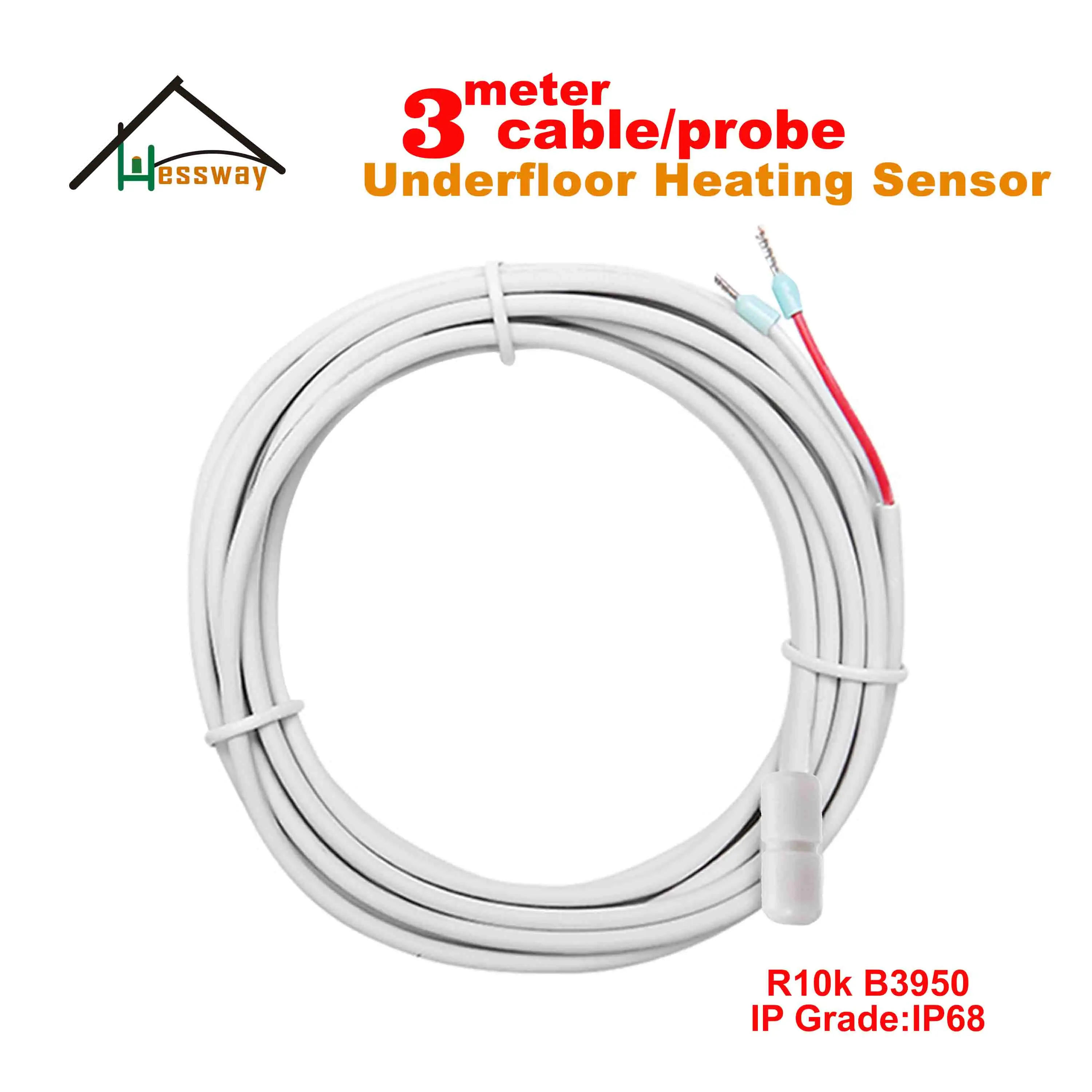 2PCS thermistor 3950 ntc temperature probe cable cord sensor for floor heating thermostat connection