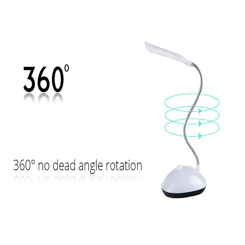 Mini lampada da scrivania a LED alimentata a batteria rotazione a 360 gradi tubo flessibile a collo cigno regolabile protezione degli occhi tavolo da studio lettura luci notturne