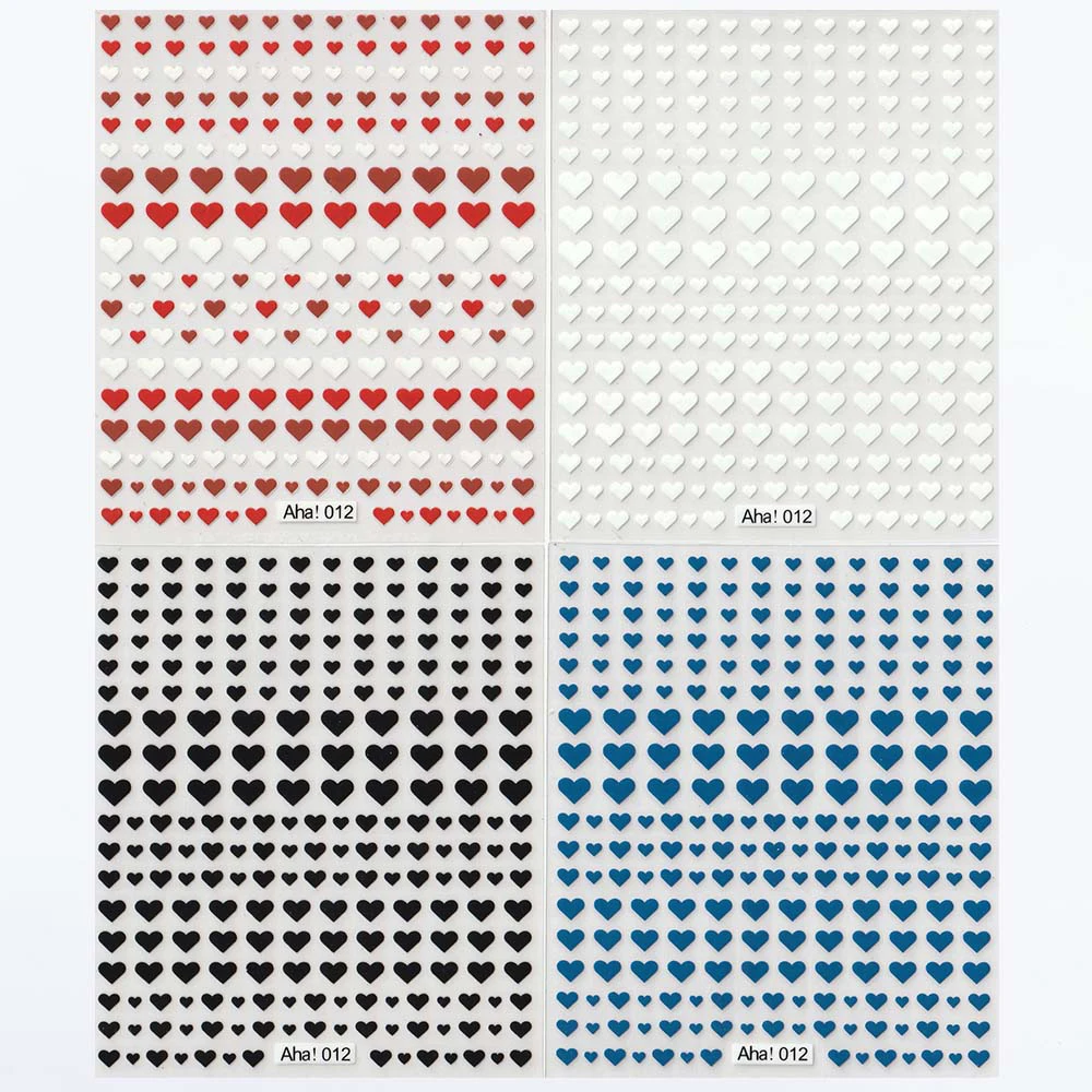 1 Sheet 3D Heart Nail Art Sticker Classical White Black Heart Adhesive Decals DIY Back Glue Manicure Nail Ornament Slider BP#042