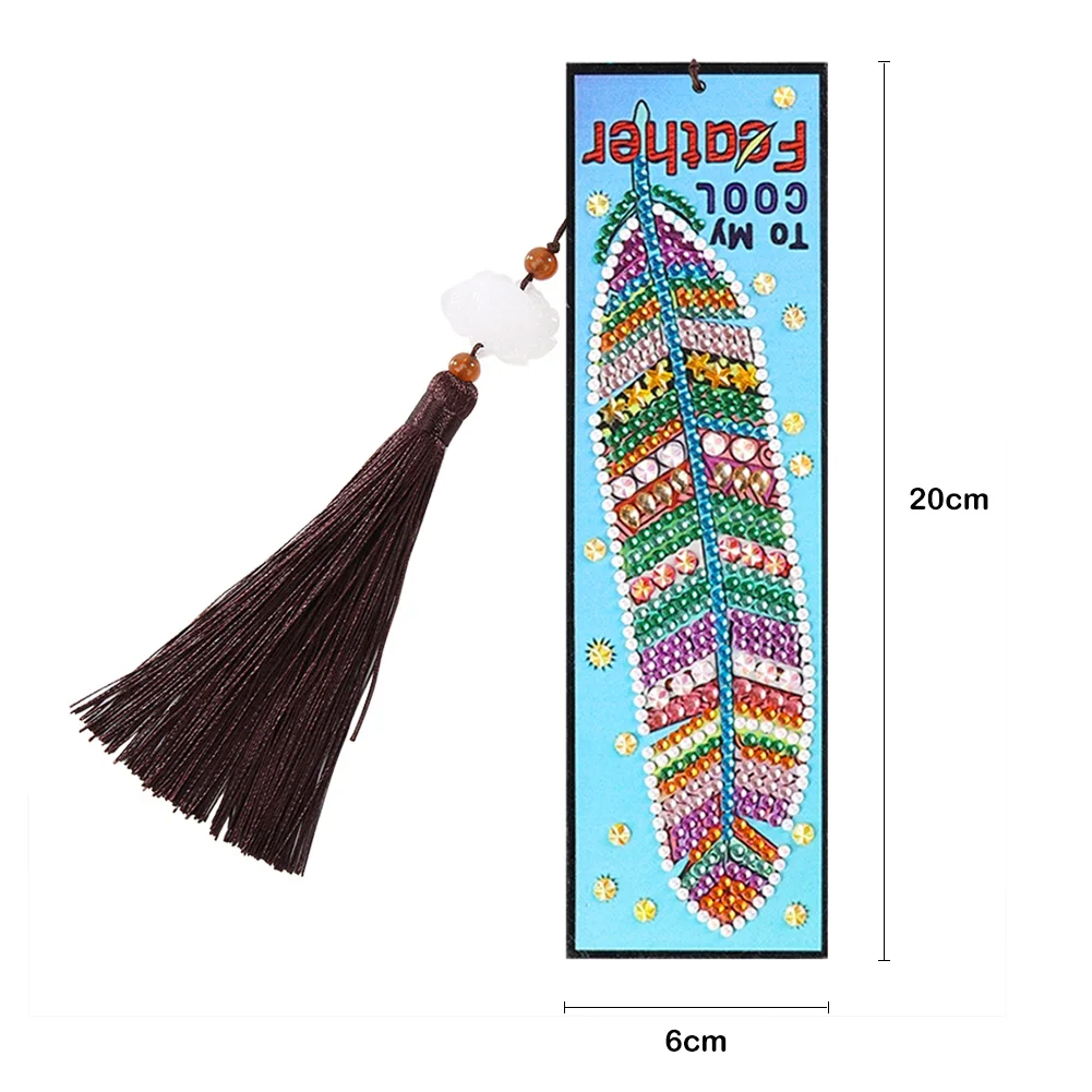 Tassel PU Leather Bookmark Special Shaped Diamond Painting Embroidery Book Mark DIY Cross Stitch Craft Gift for Student