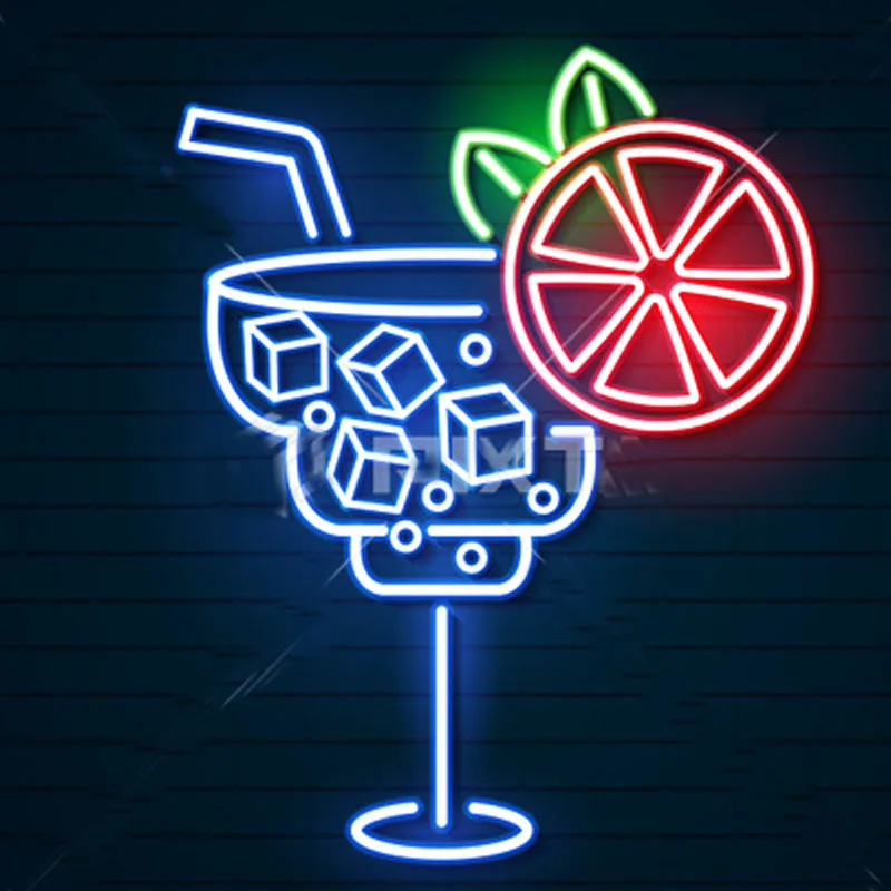 

Neon Sign cocktail ice block lemo Neon light Wall Sign Beer Bar Advertise Hotel Advertise Lamp Recreational Handcraft glass TUBE