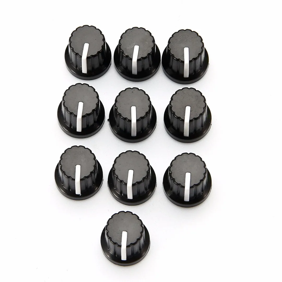 

10pcs Black Volume Control Potentiometer Knob Cap Plastic For 6mm Shaft Hole Potentiometer