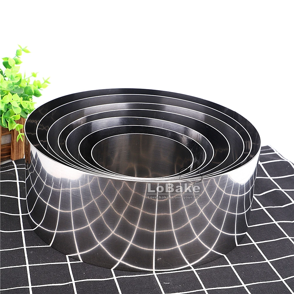 10cm height 4, 5, 6, 7, 8, 9, 10 inches smooth round circle 304 stainless steel mousse ring mold layer wedding cake molds DIY