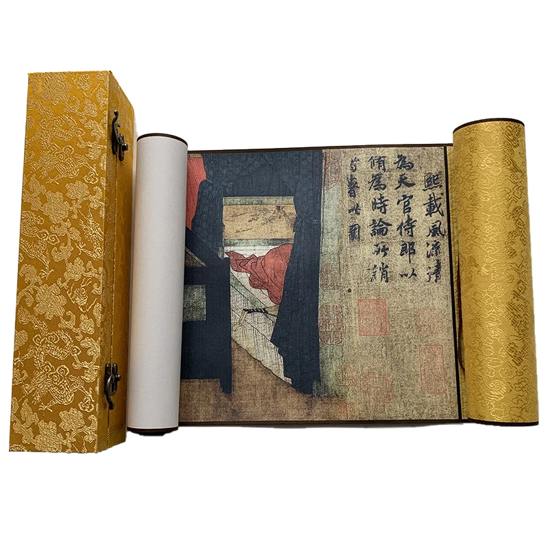 Chinese Calligraphy Customized Long Han Xi Zai Ye Yan Tu 28.7x370cm Copy Of Famous Painting Panoramic Painting Scroll Decoration