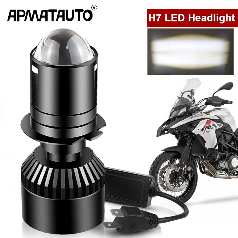 1Pcs Moto H7 6800LM Motorcycle LED MINI Lens Headlight Scooter ATV Accessories White FOR Benelli TRK502 X TRK 502X 2021 TRK 502