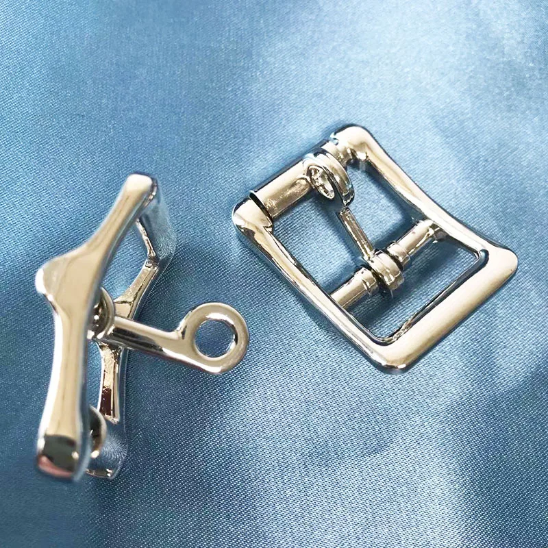 5Pcs Solid Silver Roller Buckle Single Pin Middle Center Bar Buckle for Leather Craft Bag Belt Strap Halter Harness