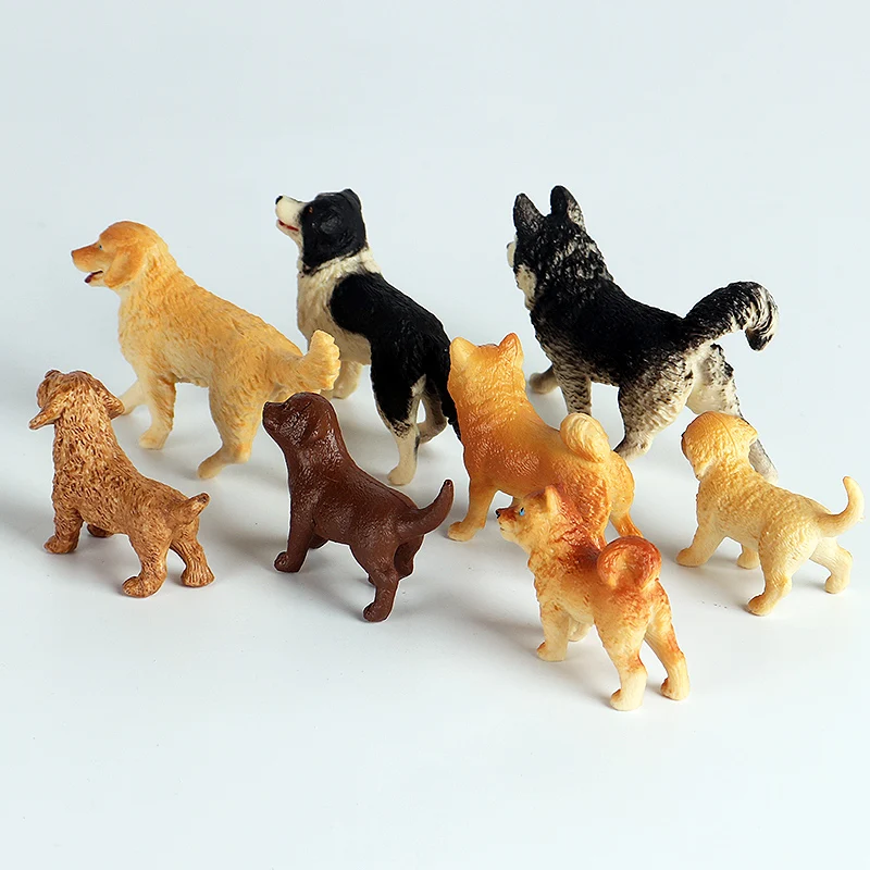 Oenux 8PCS Haustier Hund Tiere Modell Action Figure Welpen Shiba Inu Husky Dackel Figuren Nette Miniatur Sammlung Kinder Spielzeug