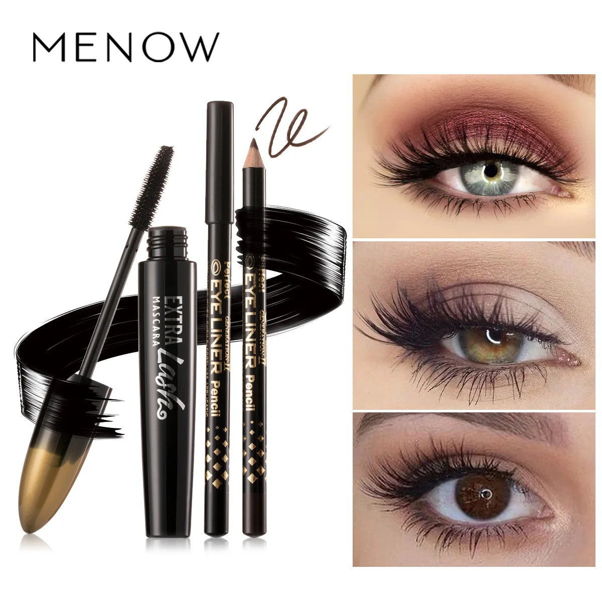 Menow Miele M319 Mascara 3D Waterdichte Verlenging Curling Niet Gemakkelijk Te Smudge Dichtbevolkte Enten Langdurige