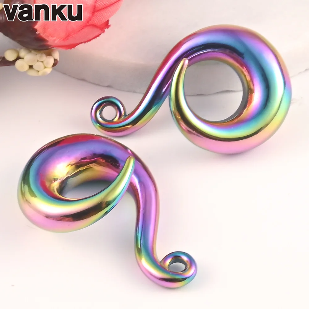Vanku 2pcs Stainless Steel DIY Ear Weight Hooks Dangle Earring Ear Plug Tunnels Expander Stretchers Piercing Body Jewelry