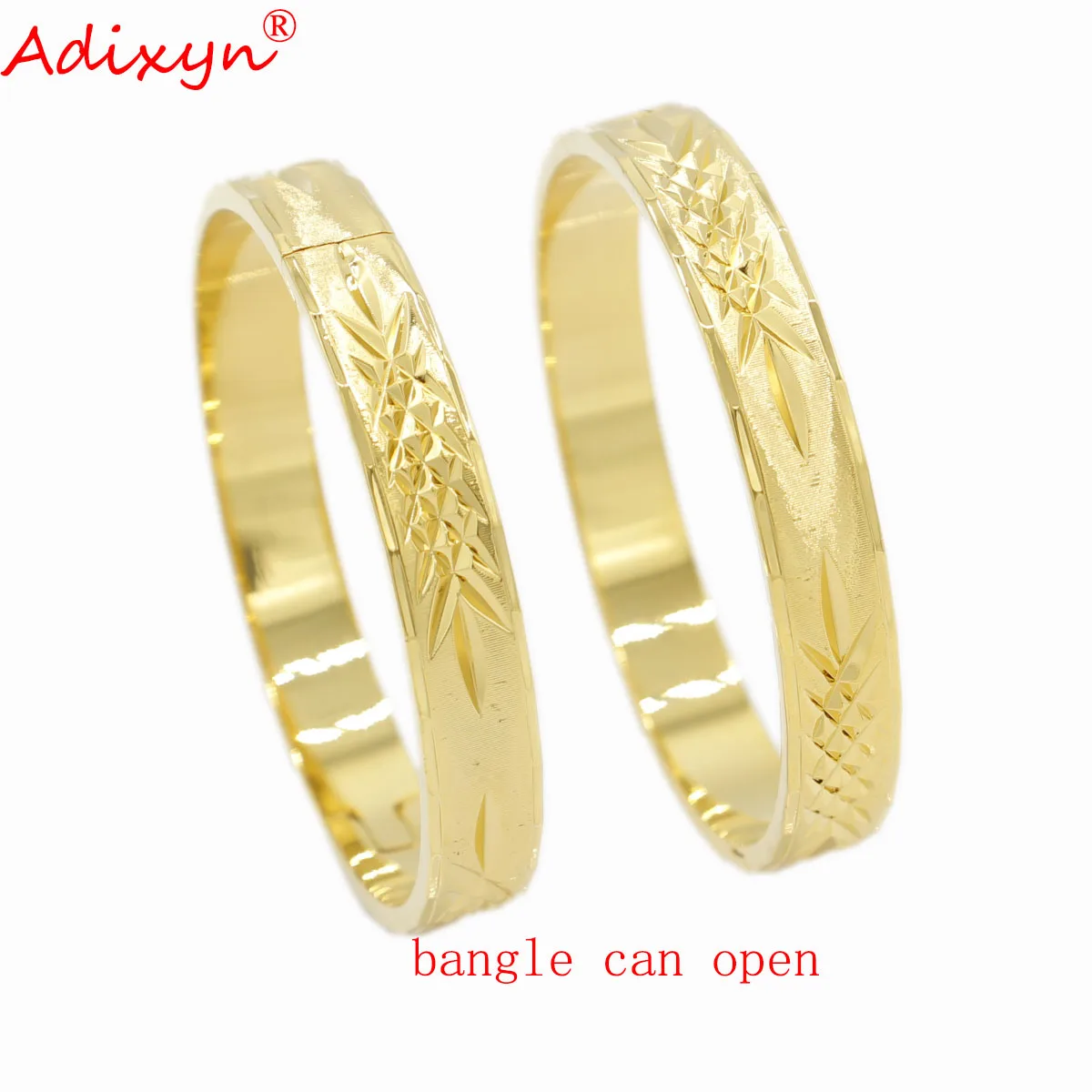 Adixyn 2pcs/lots Baby Bangles Gold Color Bangles Boy Girls Child Bracelet Dubai African Birthday Gifts N070119