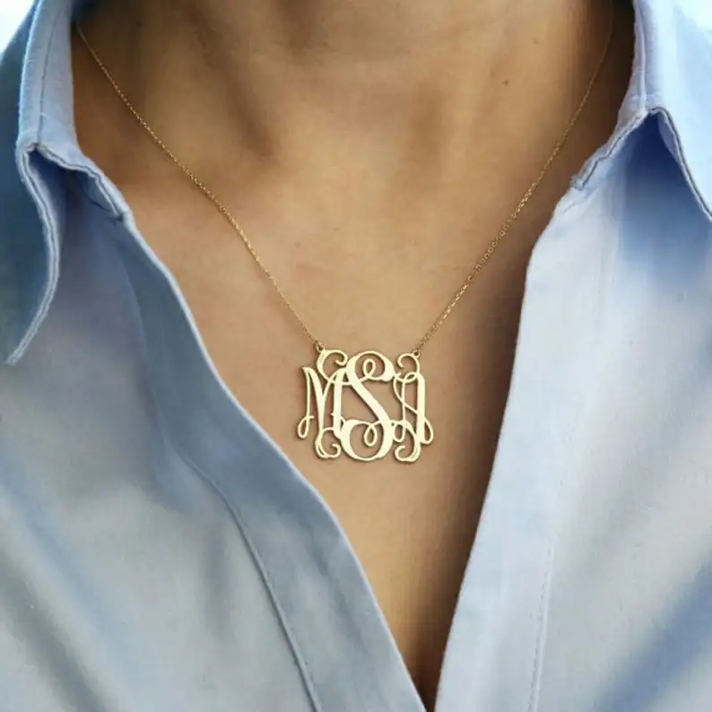 

Customized Monogram Necklace Name Necklace Custom Letter Necklace Gifts For Christmas Gift