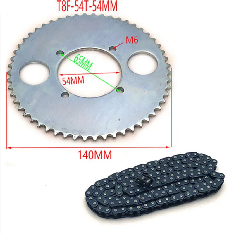 Cadena de 47cc, 49cc, T8F, 136 eslabones y 38, 54, 74 dientes, cadena, Piñón para mini moto, atv, quad, 2 piezas de motor de carrera, accesorios