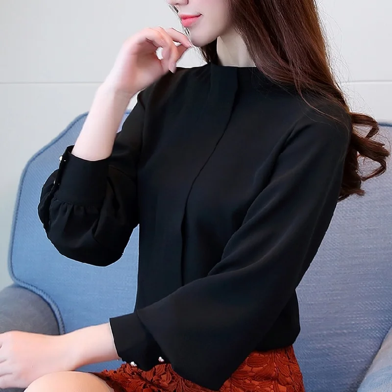 Blusas Mujer De Moda 2024Blouse Women Stand Collar Office Blouse For Women Long Sleeve Chiffon Blouse Shirt Women Blouses A397